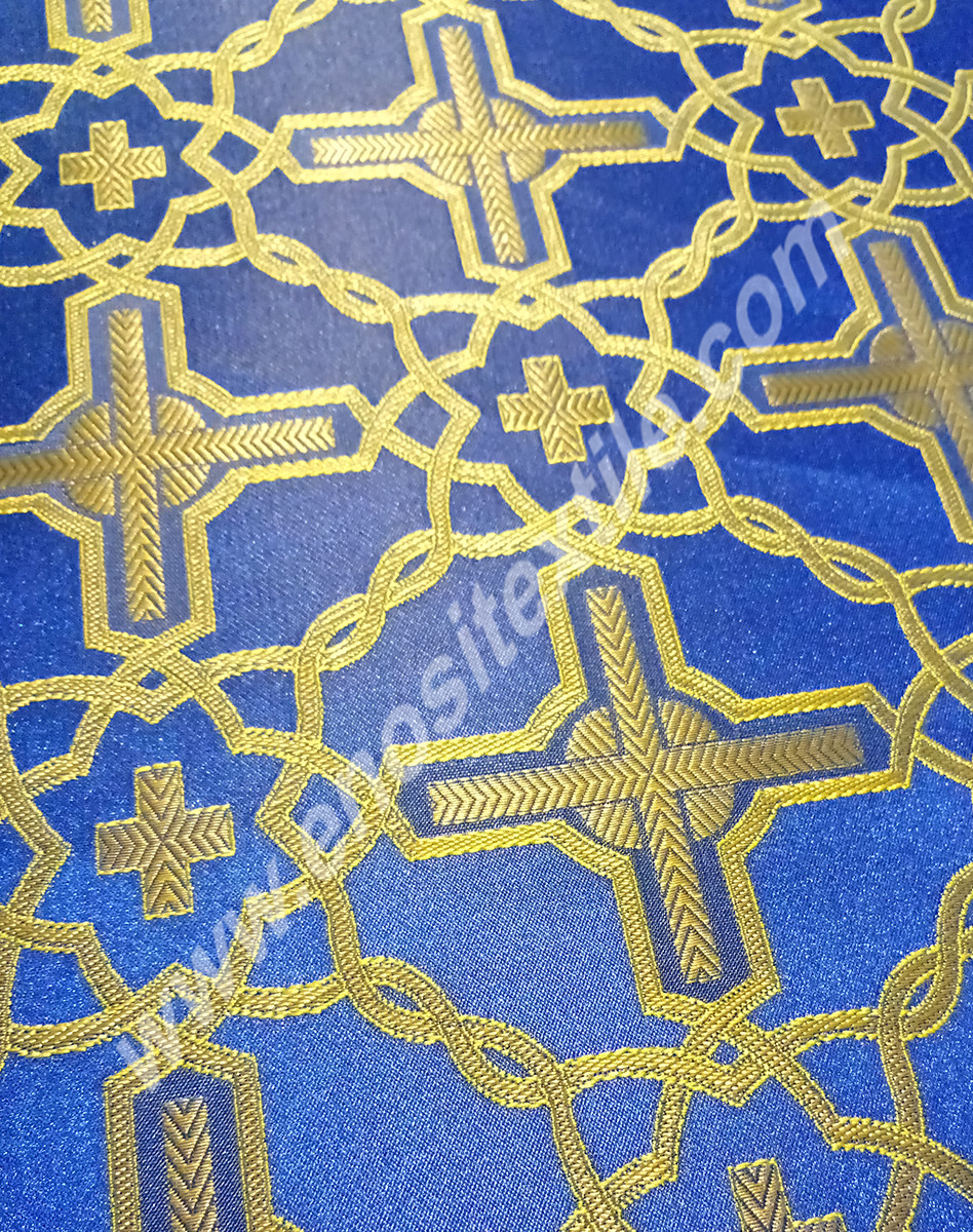 KL-007 Blue-Gold Brocade Fabrics